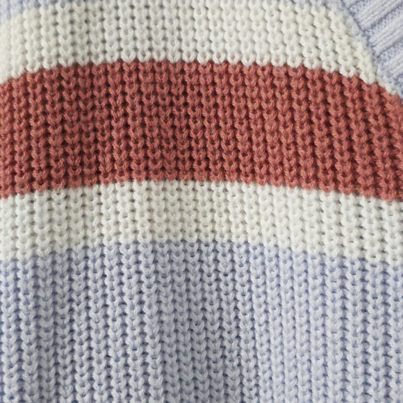 HOLLISTER Preppy Oversized Chunky Knit Striped V-Neck Pullover Sweater, Size L - Picture 8 of 13